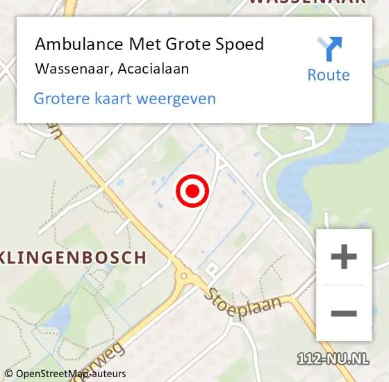 Locatie op kaart van de 112 melding: Ambulance Met Grote Spoed Naar Wassenaar, Acacialaan op 5 augustus 2023 04:36