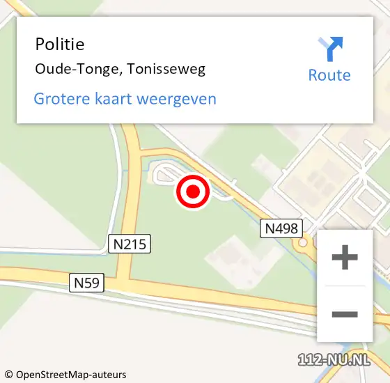 Locatie op kaart van de 112 melding: Politie Oude-Tonge, Tonisseweg op 5 augustus 2023 05:51