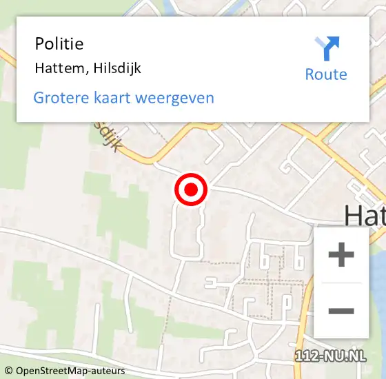 Locatie op kaart van de 112 melding: Politie Hattem, Hilsdijk op 5 augustus 2023 06:24