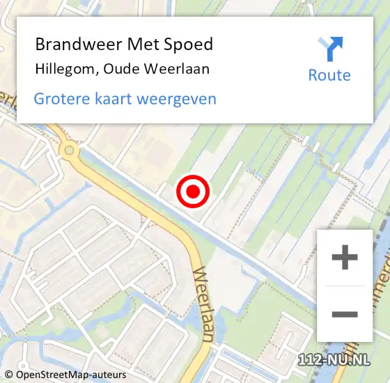Locatie op kaart van de 112 melding: Brandweer Met Spoed Naar Hillegom, Oude Weerlaan op 5 augustus 2023 06:28