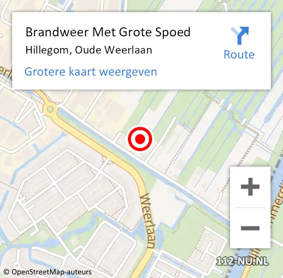 Locatie op kaart van de 112 melding: Brandweer Met Grote Spoed Naar Hillegom, Oude Weerlaan op 5 augustus 2023 06:59