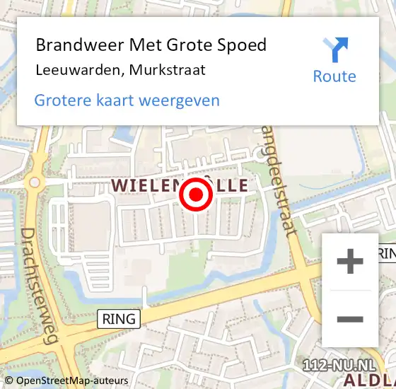 Locatie op kaart van de 112 melding: Brandweer Met Grote Spoed Naar Leeuwarden, Murkstraat op 5 augustus 2023 08:00