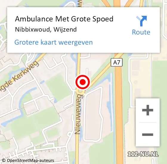 Locatie op kaart van de 112 melding: Ambulance Met Grote Spoed Naar Nibbixwoud, Wijzend op 5 augustus 2023 08:02