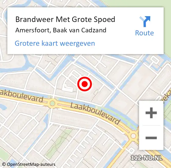 Locatie op kaart van de 112 melding: Brandweer Met Grote Spoed Naar Amersfoort, Baak van Cadzand op 5 augustus 2023 09:23