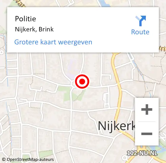 Locatie op kaart van de 112 melding: Politie Nijkerk, Brink op 5 augustus 2023 09:55