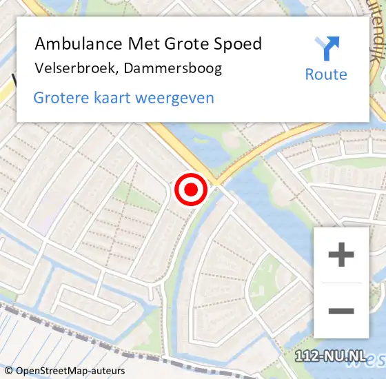 Locatie op kaart van de 112 melding: Ambulance Met Grote Spoed Naar Velserbroek, Dammersboog op 5 augustus 2023 11:16