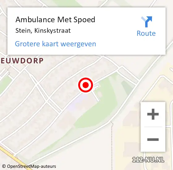 Locatie op kaart van de 112 melding: Ambulance Met Spoed Naar Stein, Kinskystraat op 3 september 2014 23:26