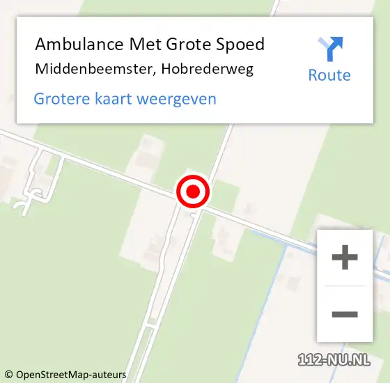 Locatie op kaart van de 112 melding: Ambulance Met Grote Spoed Naar Middenbeemster, Hobrederweg op 5 augustus 2023 11:40