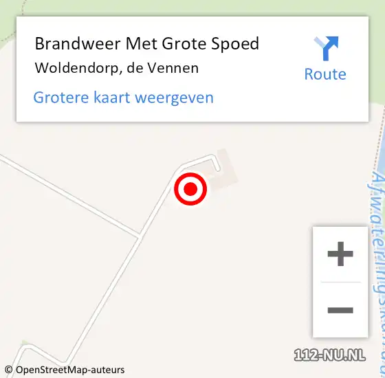 Locatie op kaart van de 112 melding: Brandweer Met Grote Spoed Naar Woldendorp, de Vennen op 5 augustus 2023 11:50