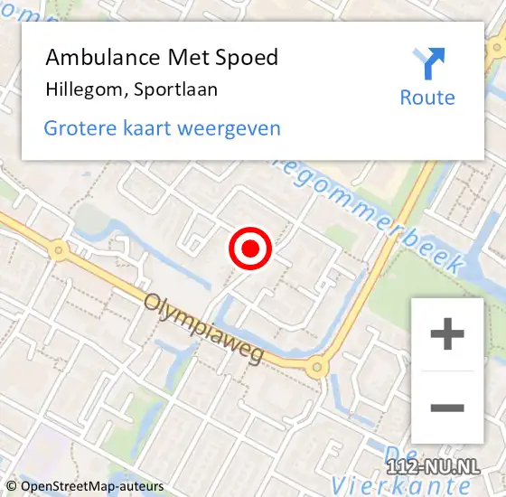 Locatie op kaart van de 112 melding: Ambulance Met Spoed Naar Hillegom, Sportlaan op 5 augustus 2023 12:06