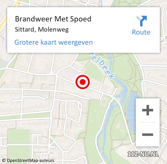 Locatie op kaart van de 112 melding: Brandweer Met Spoed Naar Sittard, Molenweg op 5 augustus 2023 12:12