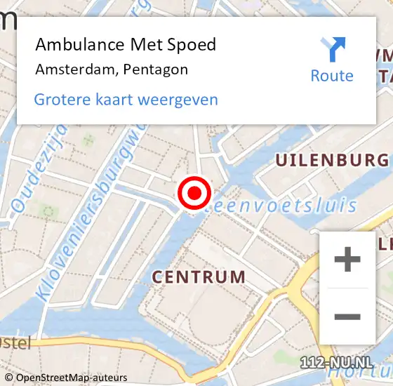 Locatie op kaart van de 112 melding: Ambulance Met Spoed Naar Amsterdam, Pentagon op 5 augustus 2023 12:53