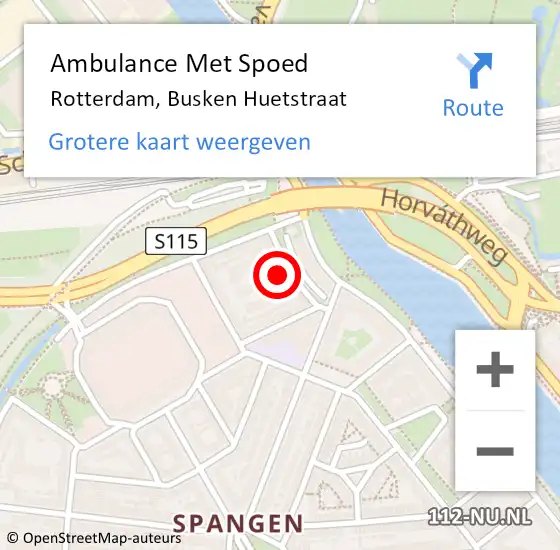 Locatie op kaart van de 112 melding: Ambulance Met Spoed Naar Rotterdam, Busken Huetstraat op 5 augustus 2023 13:25