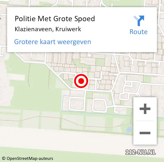 Locatie op kaart van de 112 melding: Politie Met Grote Spoed Naar Klazienaveen, Kruiwerk op 5 augustus 2023 13:45