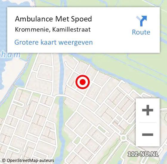 Locatie op kaart van de 112 melding: Ambulance Met Spoed Naar Krommenie, Kamillestraat op 5 augustus 2023 14:30