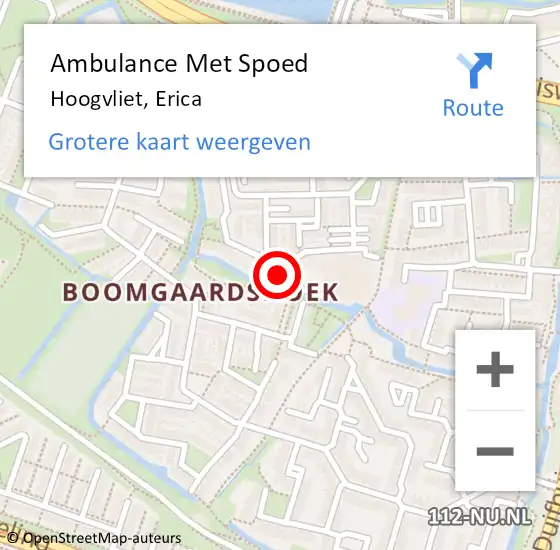 Locatie op kaart van de 112 melding: Ambulance Met Spoed Naar Hoogvliet, Erica op 5 augustus 2023 15:07