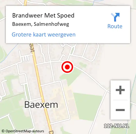 Locatie op kaart van de 112 melding: Brandweer Met Spoed Naar Baexem, Salmenhofweg op 5 augustus 2023 15:32