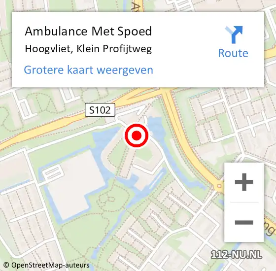 Locatie op kaart van de 112 melding: Ambulance Met Spoed Naar Hoogvliet, Klein Profijtweg op 5 augustus 2023 15:34