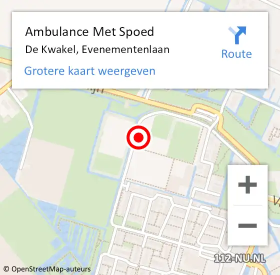 Locatie op kaart van de 112 melding: Ambulance Met Spoed Naar De Kwakel, Evenementenlaan op 5 augustus 2023 15:34