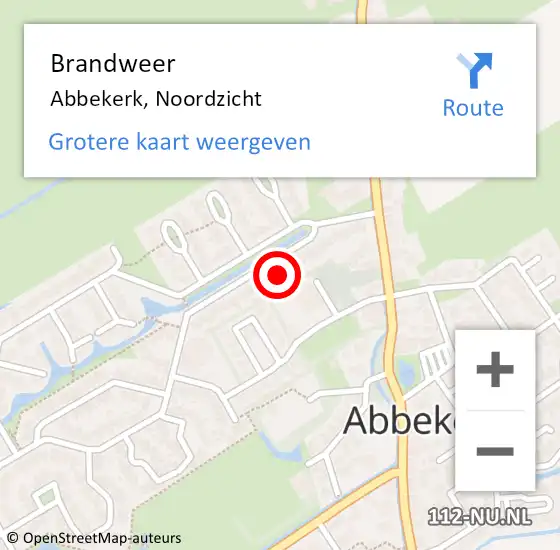 Locatie op kaart van de 112 melding: Brandweer Abbekerk, Noordzicht op 5 augustus 2023 15:51