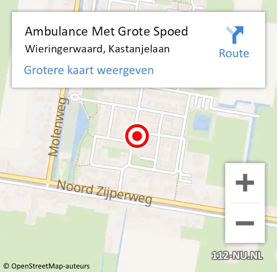 Locatie op kaart van de 112 melding: Ambulance Met Grote Spoed Naar Wieringerwaard, Kastanjelaan op 5 augustus 2023 15:53