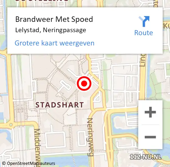 Locatie op kaart van de 112 melding: Brandweer Met Spoed Naar Lelystad, Neringpassage op 5 augustus 2023 15:55