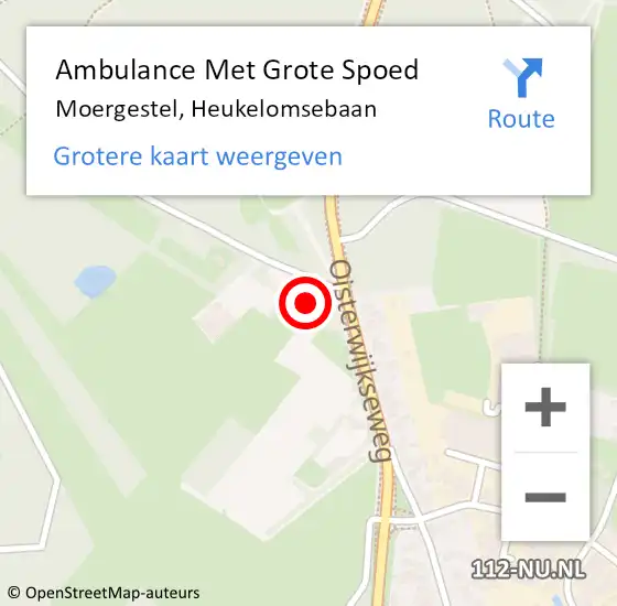 Locatie op kaart van de 112 melding: Ambulance Met Grote Spoed Naar Moergestel, Heukelomsebaan op 4 september 2014 00:21