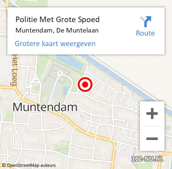 Locatie op kaart van de 112 melding: Politie Met Grote Spoed Naar Muntendam, De Muntelaan op 5 augustus 2023 16:13