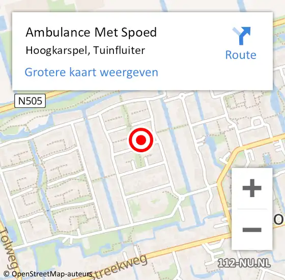 Locatie op kaart van de 112 melding: Ambulance Met Spoed Naar Hoogkarspel, Tuinfluiter op 5 augustus 2023 16:22