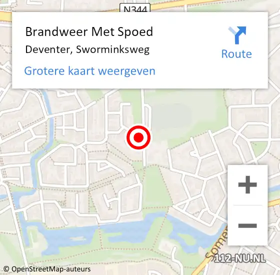 Locatie op kaart van de 112 melding: Brandweer Met Spoed Naar Deventer, Sworminksweg op 13 oktober 2013 14:22