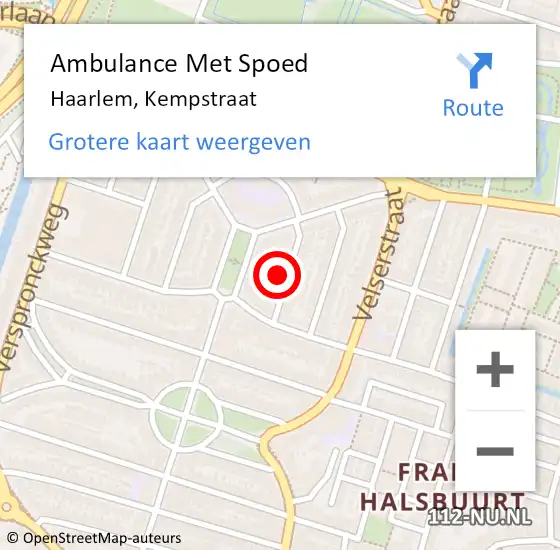 Locatie op kaart van de 112 melding: Ambulance Met Spoed Naar Haarlem, Kempstraat op 5 augustus 2023 17:14