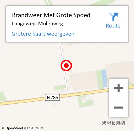 Locatie op kaart van de 112 melding: Brandweer Met Grote Spoed Naar Langeweg, Molenweg op 5 augustus 2023 17:26