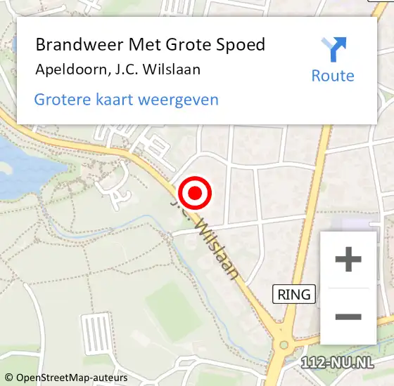 Locatie op kaart van de 112 melding: Brandweer Met Grote Spoed Naar Apeldoorn, J.C. Wilslaan op 5 augustus 2023 17:32