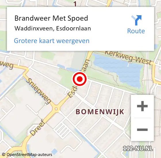 Locatie op kaart van de 112 melding: Brandweer Met Spoed Naar Waddinxveen, Esdoornlaan op 13 oktober 2013 14:22