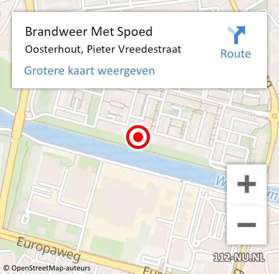 Locatie op kaart van de 112 melding: Brandweer Met Spoed Naar Oosterhout, Pieter Vreedestraat op 5 augustus 2023 18:04