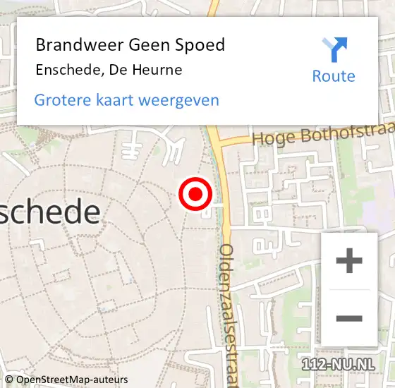 Locatie op kaart van de 112 melding: Brandweer Geen Spoed Naar Enschede, De Heurne op 5 augustus 2023 18:38