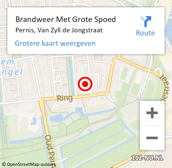 Locatie op kaart van de 112 melding: Brandweer Met Grote Spoed Naar Pernis, Van Zyll de Jongstraat op 5 augustus 2023 19:41