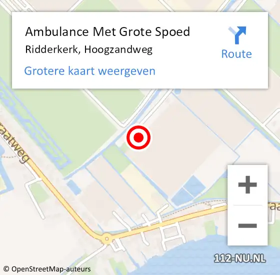 Locatie op kaart van de 112 melding: Ambulance Met Grote Spoed Naar Ridderkerk, Hoogzandweg op 5 augustus 2023 21:01