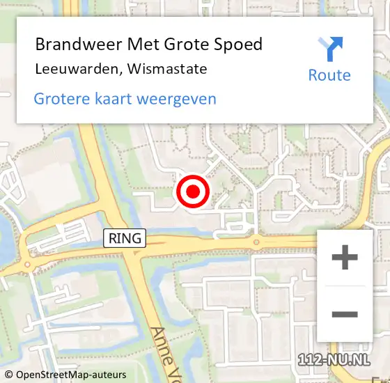 Locatie op kaart van de 112 melding: Brandweer Met Grote Spoed Naar Leeuwarden, Wismastate op 5 augustus 2023 22:06