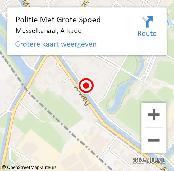 Locatie op kaart van de 112 melding: Politie Met Grote Spoed Naar Musselkanaal, A-kade op 5 augustus 2023 22:14