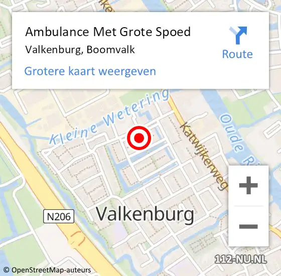 Locatie op kaart van de 112 melding: Ambulance Met Grote Spoed Naar Valkenburg, Boomvalk op 5 augustus 2023 22:32