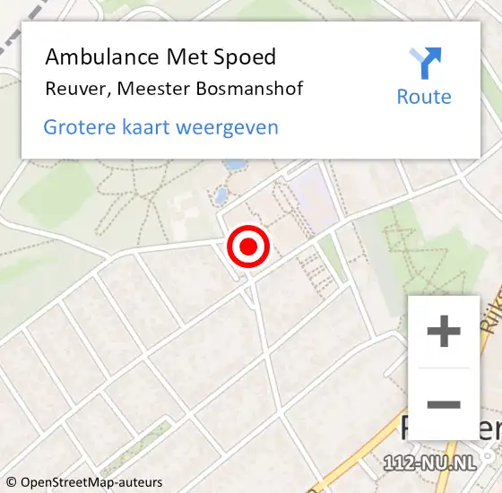 Locatie op kaart van de 112 melding: Ambulance Met Spoed Naar Reuver, Meester Bosmanshof op 5 augustus 2023 23:02