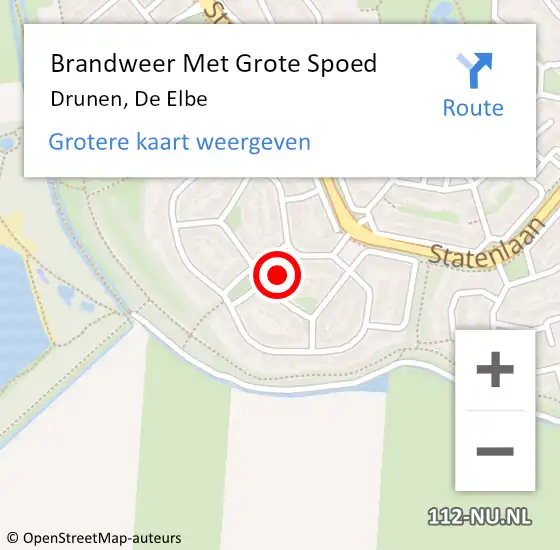 Locatie op kaart van de 112 melding: Brandweer Met Grote Spoed Naar Drunen, De Elbe op 5 augustus 2023 23:29