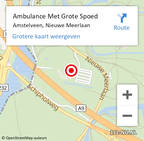Locatie op kaart van de 112 melding: Ambulance Met Grote Spoed Naar Amstelveen, Nieuwe Meerlaan op 5 augustus 2023 23:36