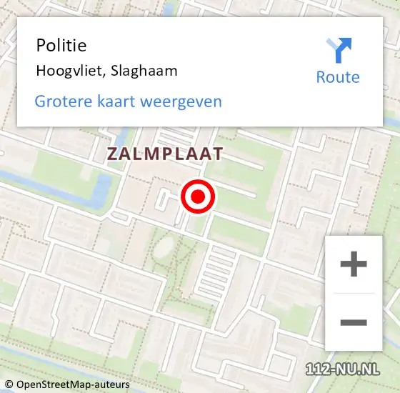 Locatie op kaart van de 112 melding: Politie Hoogvliet, Slaghaam op 6 augustus 2023 00:18