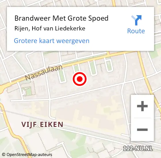 Locatie op kaart van de 112 melding: Brandweer Met Grote Spoed Naar Rijen, Hof van Liedekerke op 6 augustus 2023 00:23