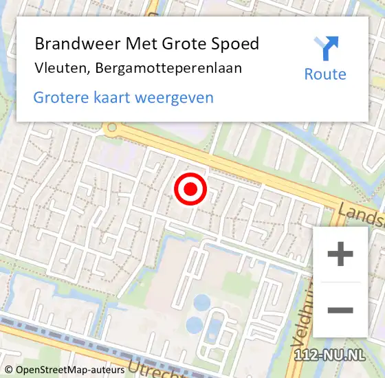 Locatie op kaart van de 112 melding: Brandweer Met Grote Spoed Naar Vleuten, Bergamotteperenlaan op 6 augustus 2023 00:34