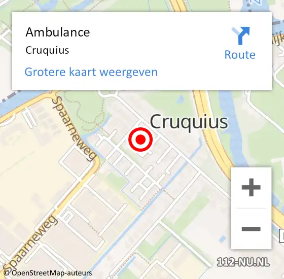 Locatie op kaart van de 112 melding: Ambulance Cruquius op 6 augustus 2023 00:49