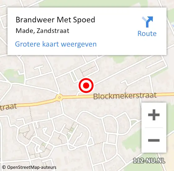 Locatie op kaart van de 112 melding: Brandweer Met Spoed Naar Made, Zandstraat op 6 augustus 2023 01:13