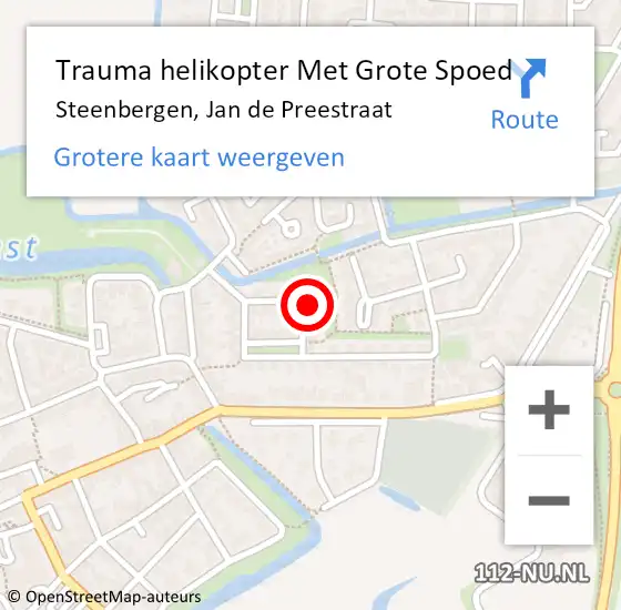 Locatie op kaart van de 112 melding: Trauma helikopter Met Grote Spoed Naar Steenbergen, Jan de Preestraat op 6 augustus 2023 01:32
